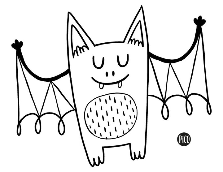 Coloriage gratuit - La sympathique chauve-souris