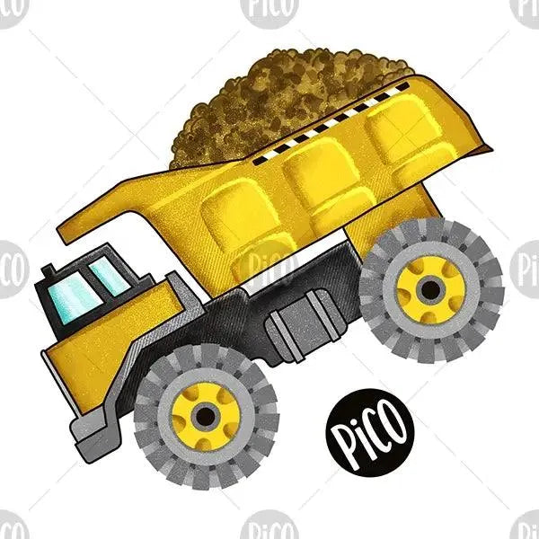 Tatouages temporaires en lot de 25 du camion benne par PiCO Tatouages temporaires faits au Québec. / Temporary tattoos in packs of 25 from the dump truck by PiCO Tatoo. Made in Quebec.
