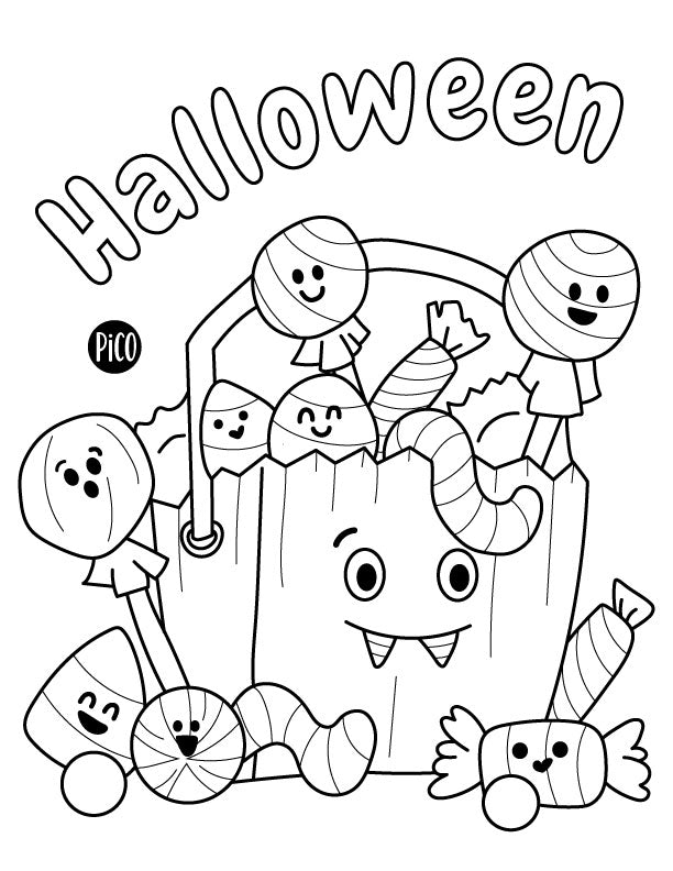 Coloriage gratuit - Les bonbons d'Halloween