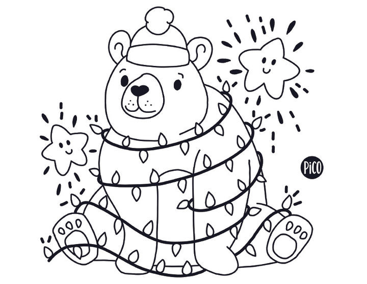 Coloriage gratuit - L'ours et ses lumières