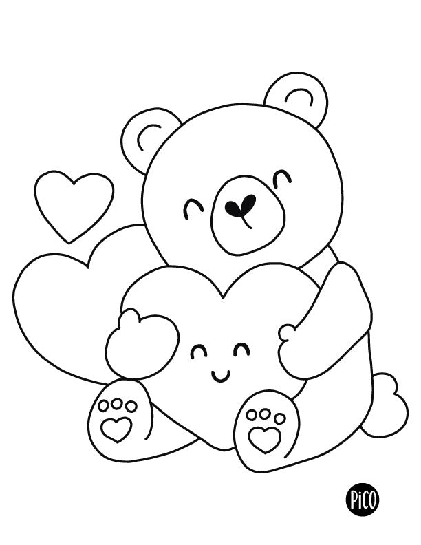 Coloriage gratuit - L'ourson amoureux