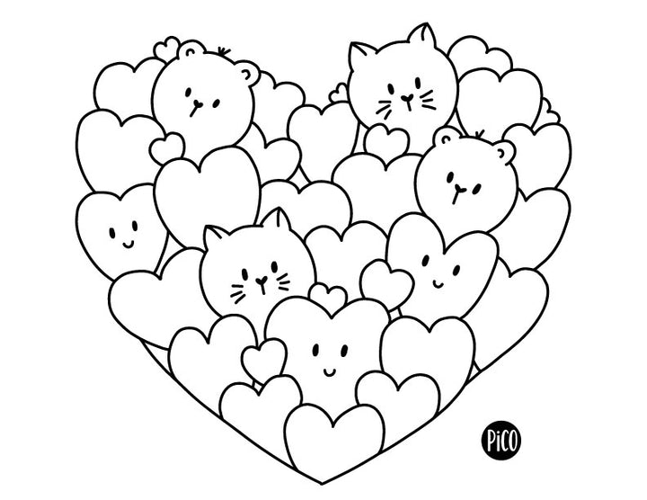 Coloriage gratuit - Le coeur en coeurs