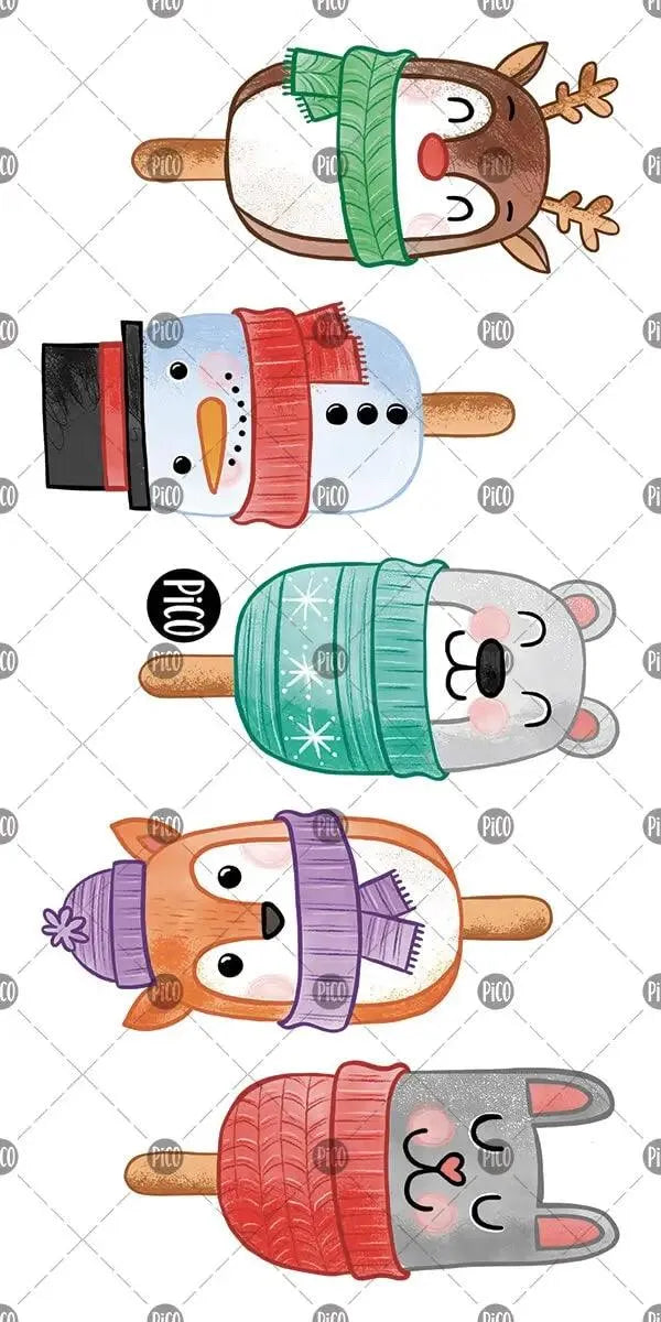 Tatouages temporaires Les gâteaux popsicles de Noël par PiCO Tatouages temporaires. Design réalisé au Québec. / Christmas cake popsicle temporary tattoos by PiCO Temporary Tattoos. Design made in Canada.