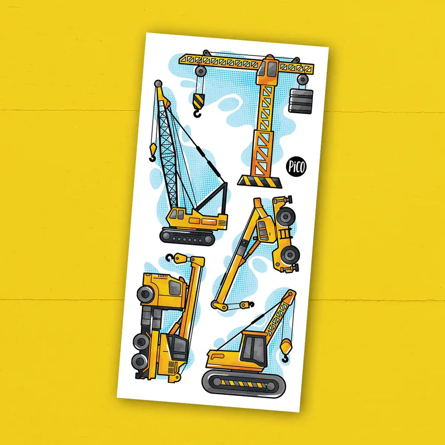 Tatouage temporaire grues de chantier - Construction Cranes Temporary Tattoo | PiCO Tatoo