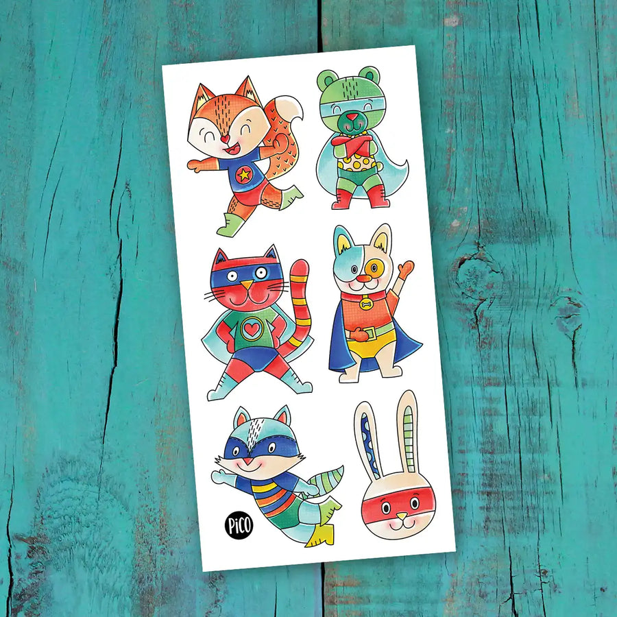Tatouage temporaire super-héros animaux - Animal Superheroes Temporary Tattoo | PiCO Tatoo