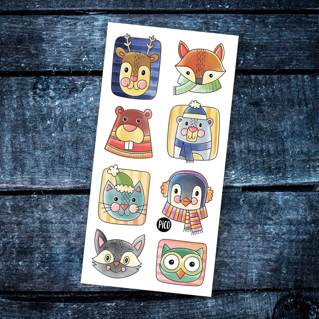 Tatouage temporaire animaux hivernaux - Winter Animals Temporary Tattoo | PiCO Tatoo