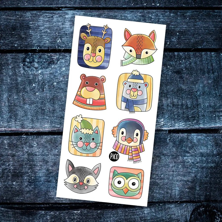 Tatouage temporaire animaux hivernaux - Winter Animals Temporary Tattoo | PiCO Tatoo
