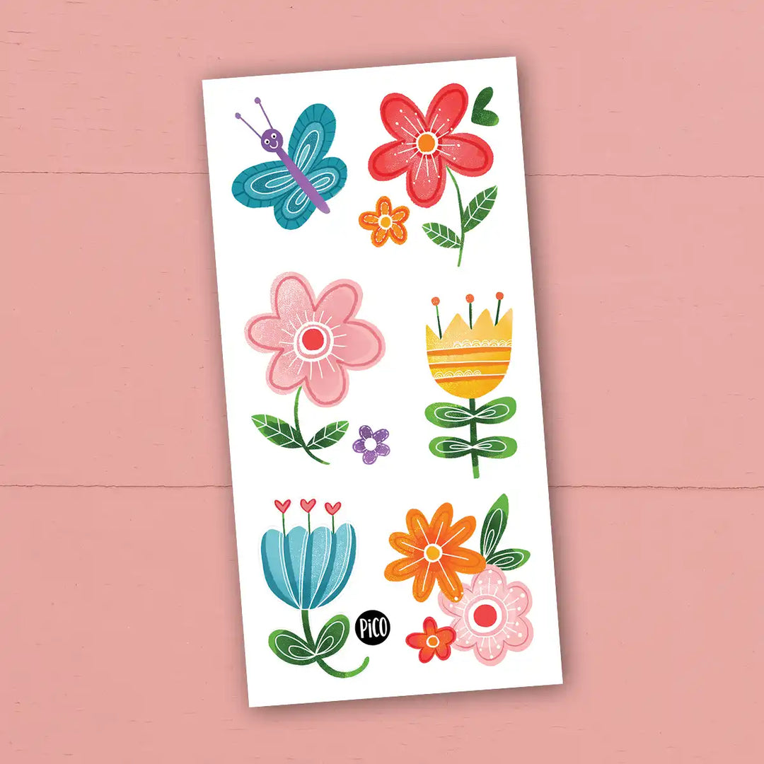 Tatouages de jolies fleurs joyeuses et colorées pour enfants