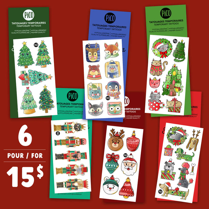 Promo des Fêtes - Ensemble de 6 tatouages de Noël