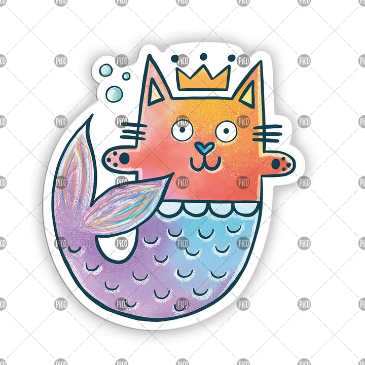 Autocollant vinyle chat sirène aux couleurs pastel, design kawaii pour enfants
Pastel mermaid cat vinyl sticker, kawaii design for kids