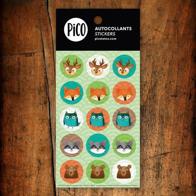 lot promotionnel de 6 tatouages thématique animal ainsi que 4 autocollants produit au québec par pico tatouages temporaires / promotional lot of 6 animal themed tattoos as well as 4 stickers produced in Quebec by pico temporary tattoos