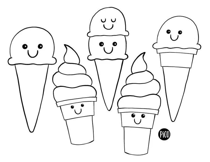 Coloriage gratuit à imprimer PDF - Les cornets