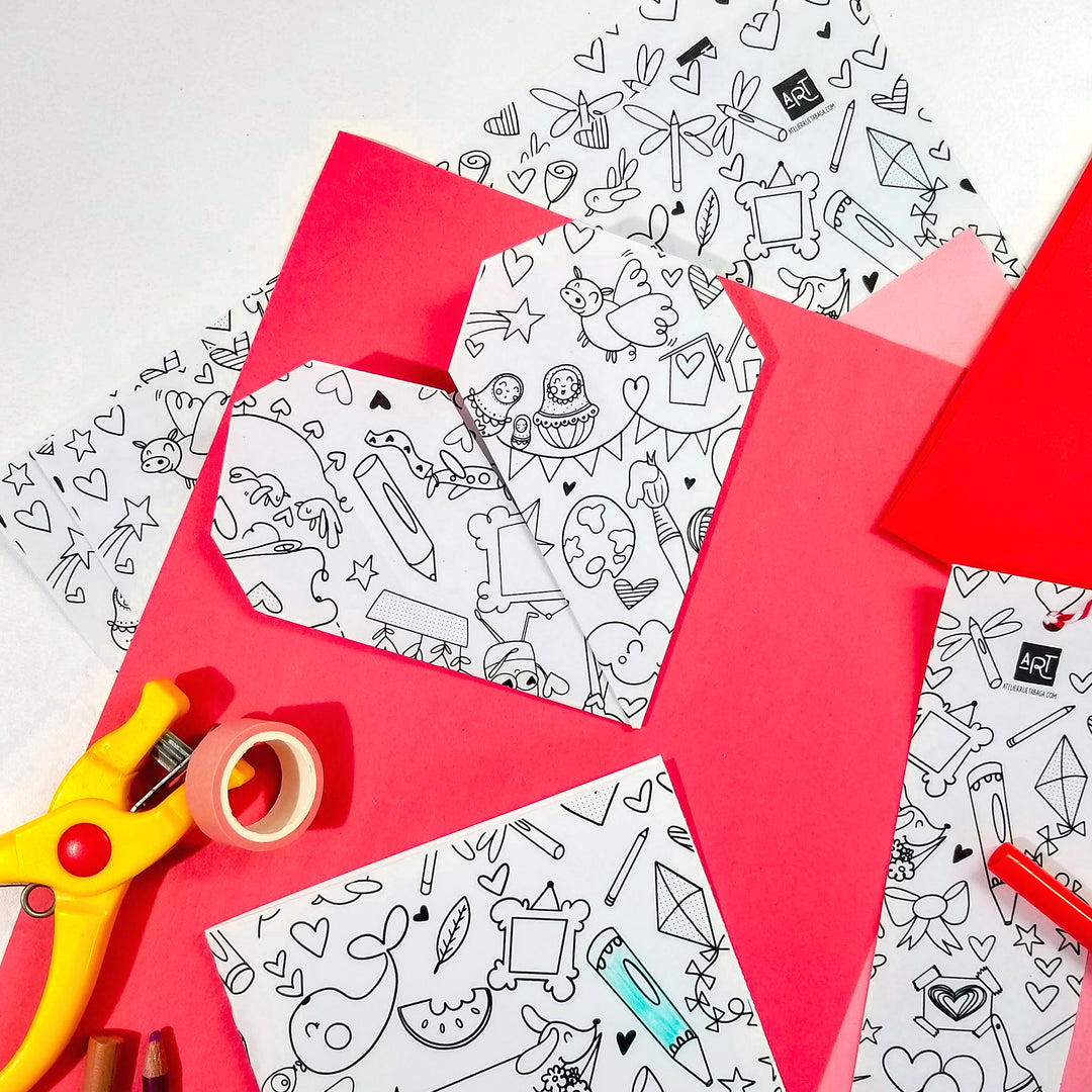 Coloriage gratuit - Doodles de la Saint-Valentin