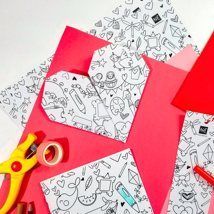 Coloriage gratuit - Doodles de la Saint-Valentin