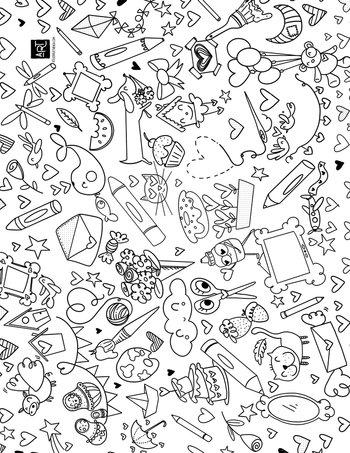 Coloriage gratuit - Doodles de la Saint-Valentin