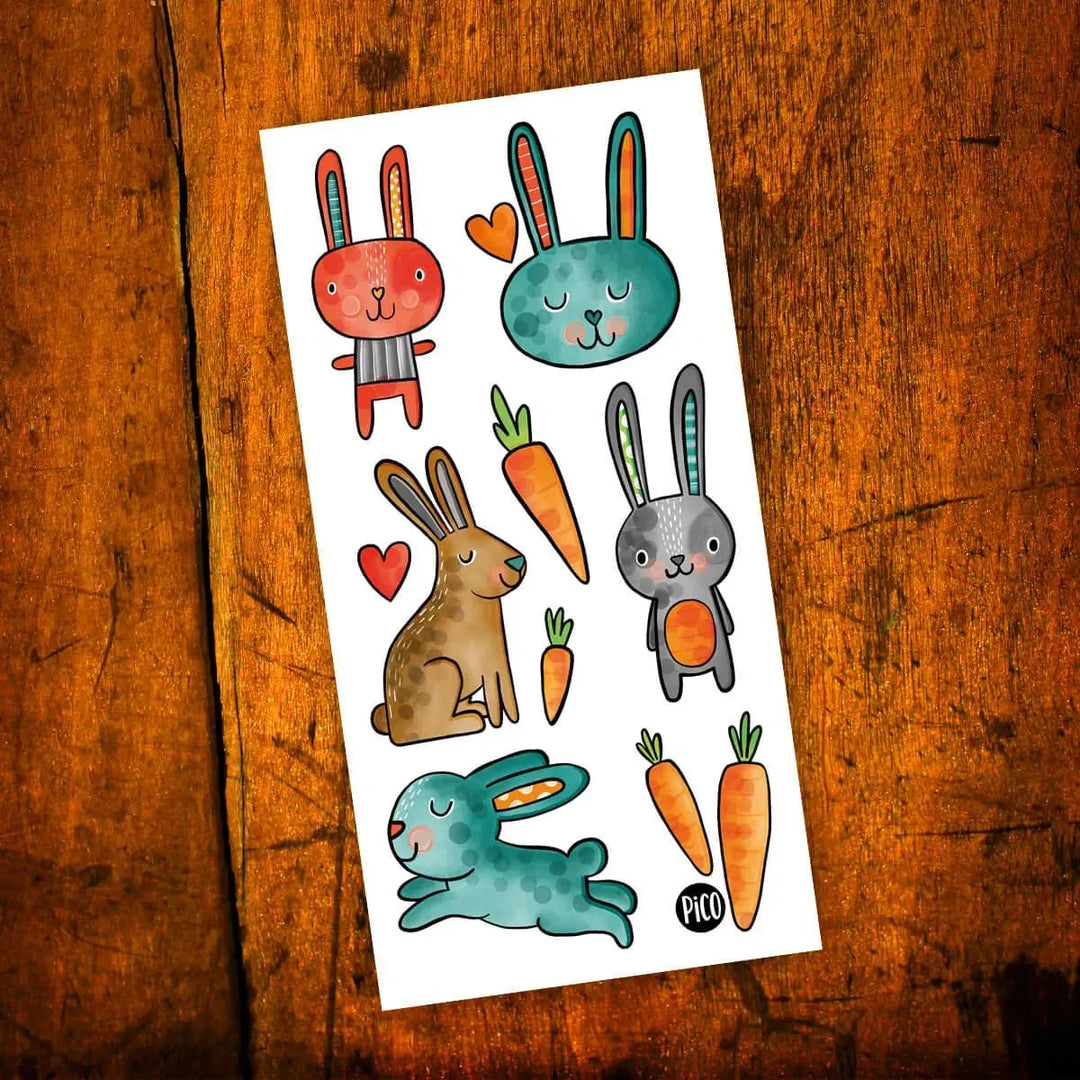 Lot avantageux - Le lapin de Pâques Tatouages temporaires PiCO Tatoo