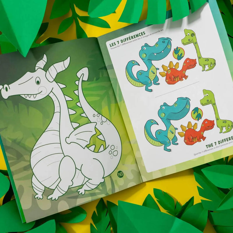 Promotion avec livre à colorier de dinosaures