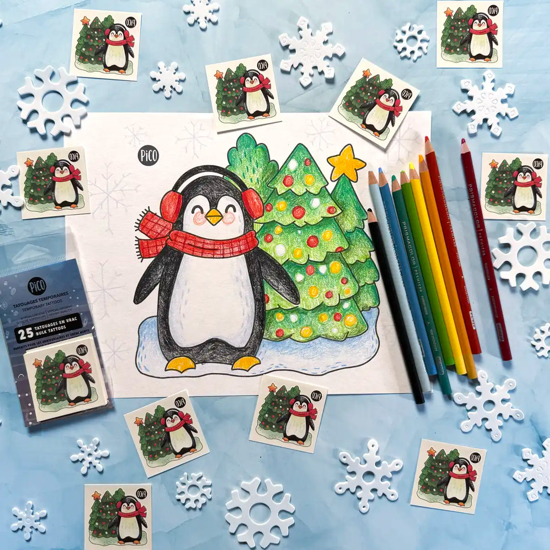 Coloriage gratuit - Le pingouin de Noël