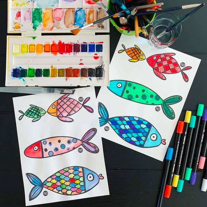 Coloriage à imprimer gratuit PDF - Les poissons d'avril
