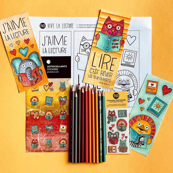 Coloriage à imprimer gratuit PDF - Les signets de la lecture
