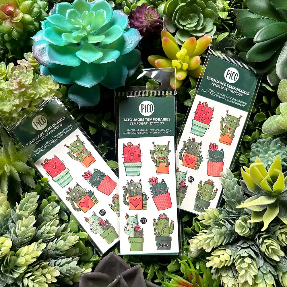 Les chats-cactus Tatouages temporaires PiCO Tatoo