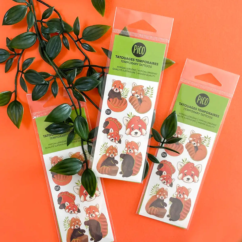 Les doux pandas roux Tatouages temporaires PiCO Tatoo