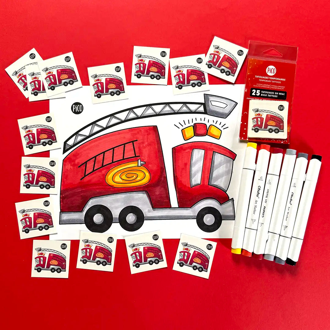 Coloriage gratuit - Le camion de pompier