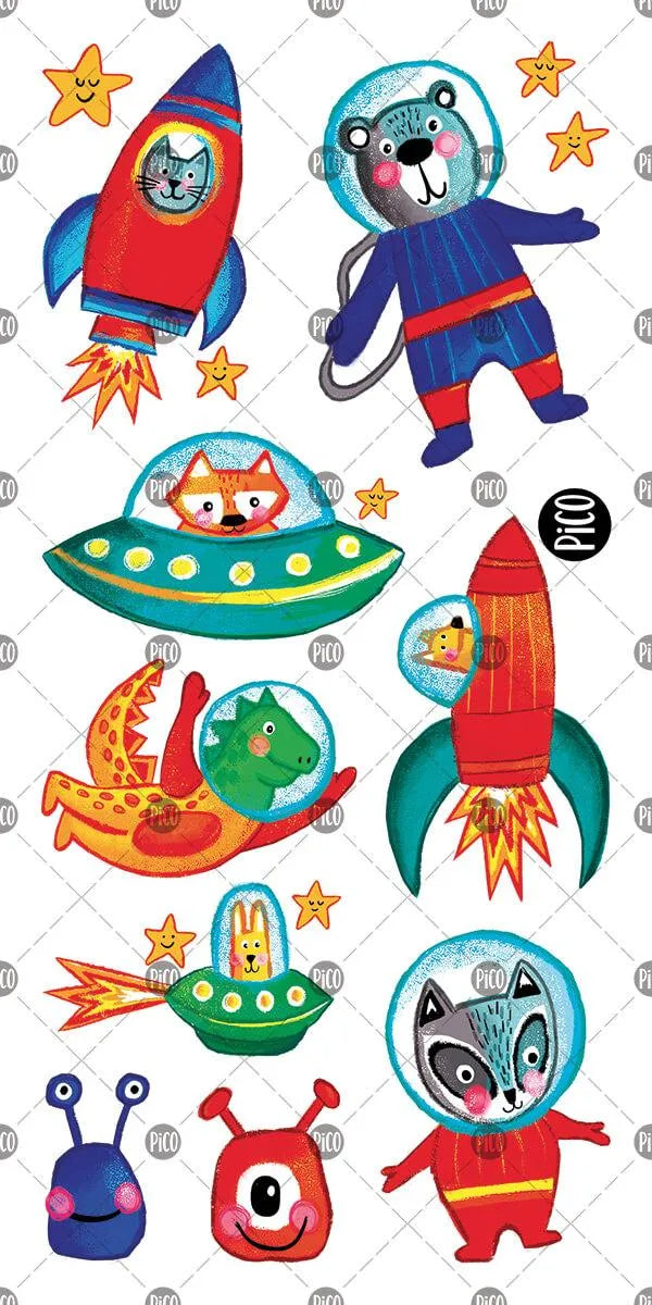 Tatouages d'animaux astronautes et fusées par PiCO Tatoo