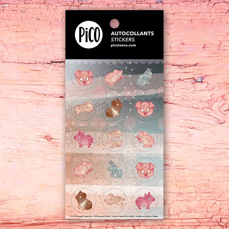 Autocollant de cochons par PiCO Tatouages temporaires imprimés au Québec