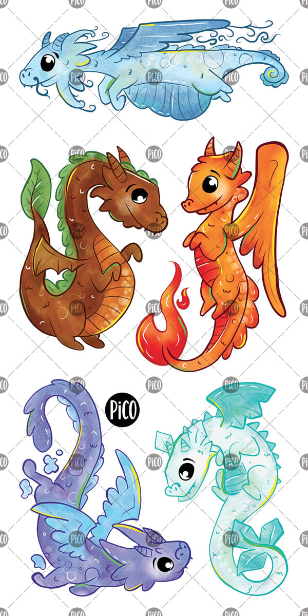 Tatouages temporaires de dragons colorés par PiCO Tatoo