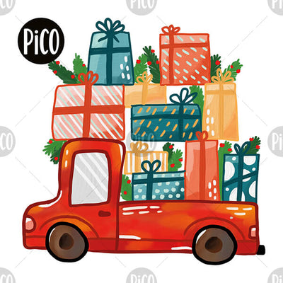Tatouages en lot de 25 du camion de livraison des cadeaux de Noël, par PiCO Tatoo.