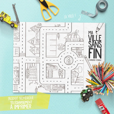 Ma ville sans fin à imprimer et colorier - Produit numérique à télécharger