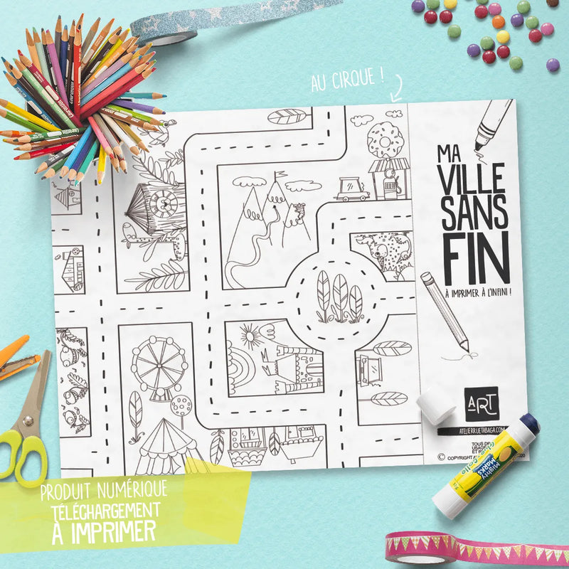 Ma ville sans fin à imprimer et colorier - Produit numérique à télécharger