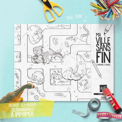 Ma ville sans fin à imprimer et colorier - Produit numérique à télécharger