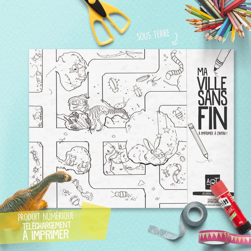 Ma ville sans fin à imprimer et colorier - Produit numérique à télécharger