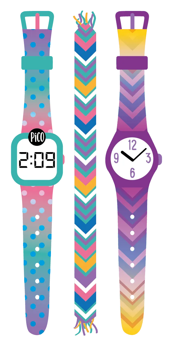 PiCO Tatoo, pink watch temporary tattoos.