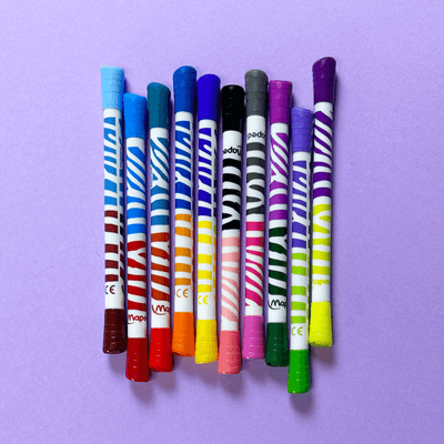 10 crayons feutre de couleurs variés avec deux embout de couleurs différentes qui offrent donc 20 couleurs au total. fait par maped vendu sur pico tatoo / 10 felt-tip pens in various colors with two different colored tips, which therefore offer 20 colors in total. made by maped sold on pico tatoo