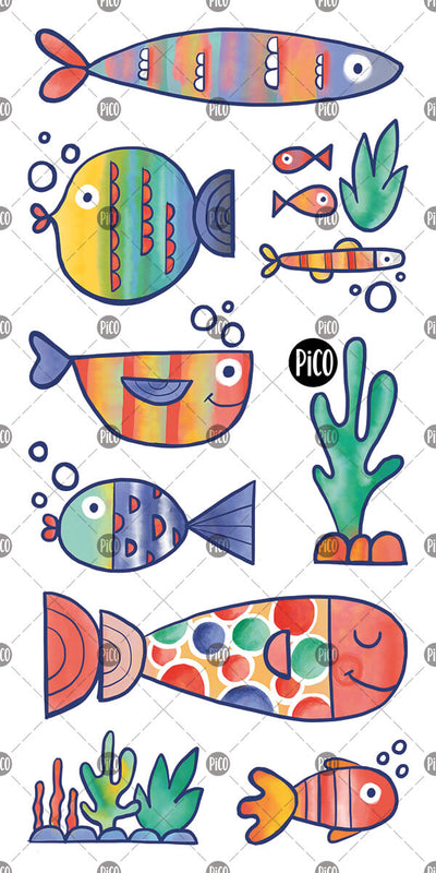 Tatouages temporaires de poissons colorés par PiCO Tatoo