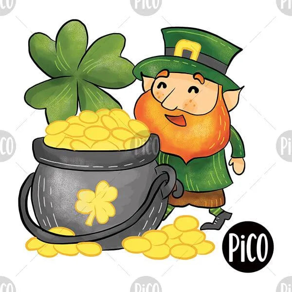 tatouages en vrac pour les festivités et la parade de la st-patrick avec un leprechaun doré en lot de 25 unités pour les fêtes fait au québec par pico tatouages temporaires.